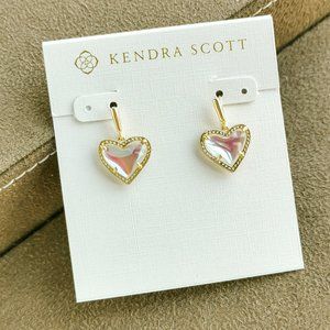 Ari Heart / Drop Earrings Gold Dichroic Glass NEW